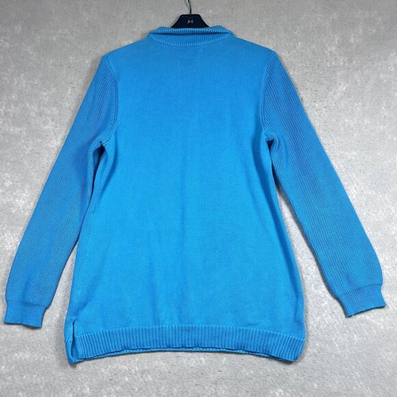 Lauren Ralph Lauren Sweater Womens X-Large Blue Cable Knit High Neck Sweater - Picture 2 of 8